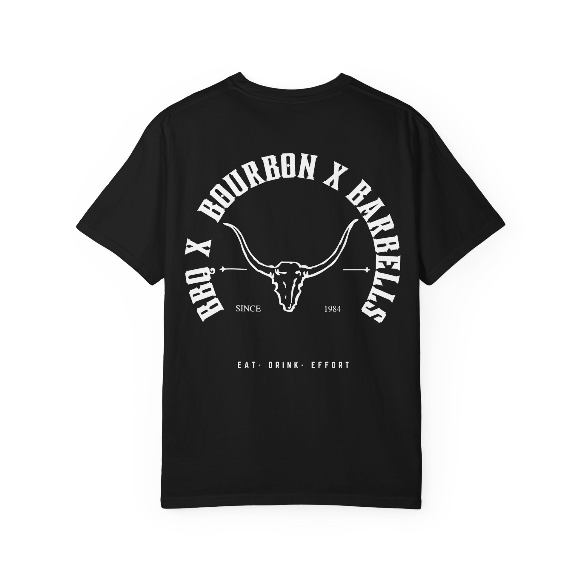BBQ BOURBON BARBELLS Logo Tshirt Rugged Men's Graphic Tee, Gym, & Lifestyle Wear