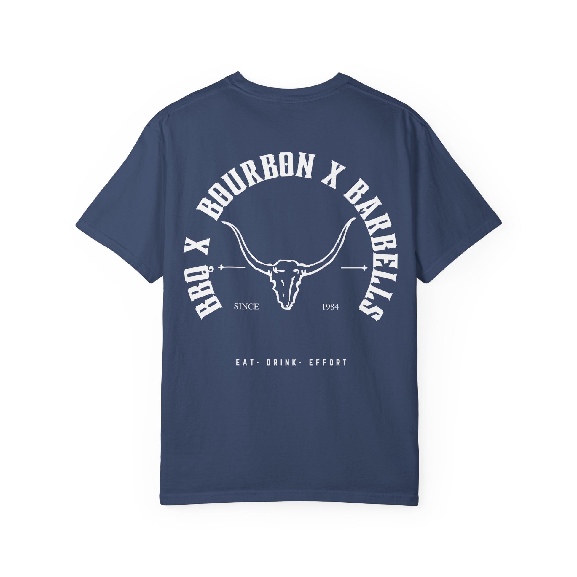 BBQ BOURBON BARBELLS Logo Tshirt Rugged Men's Graphic Tee, Gym, & Lifestyle Wear