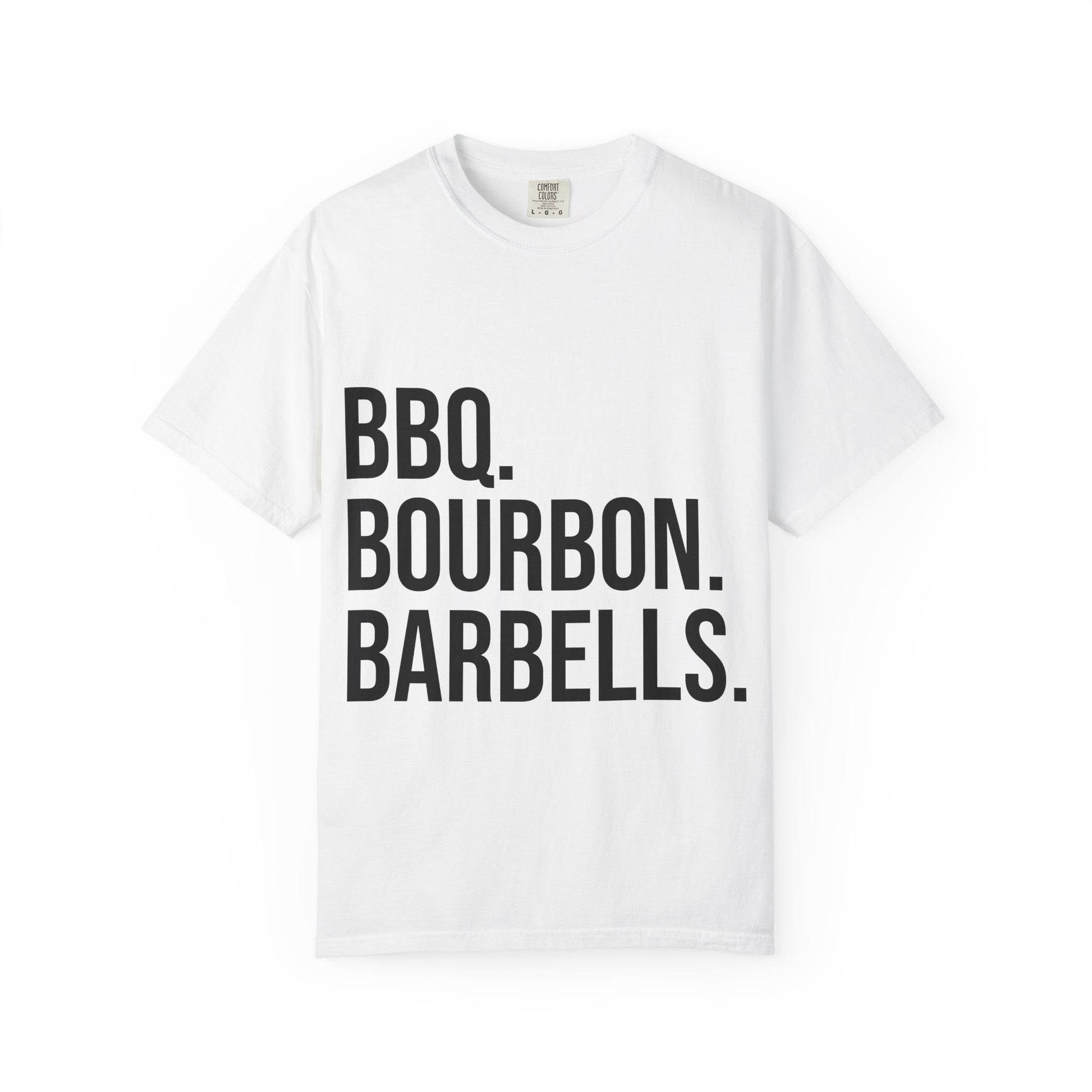 BBQ Bourbon Barbells T-Shirt – Heavyweight Graphic Tee for Men & Women | Bold Comfort Fit Shirt for Strong Lifestyle