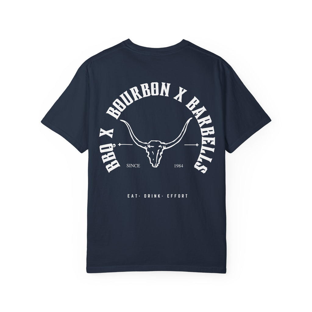 BBQ BOURBON BARBELLS Logo Tshirt Rugged Men's Graphic Tee, Gym, & Lifestyle Wear